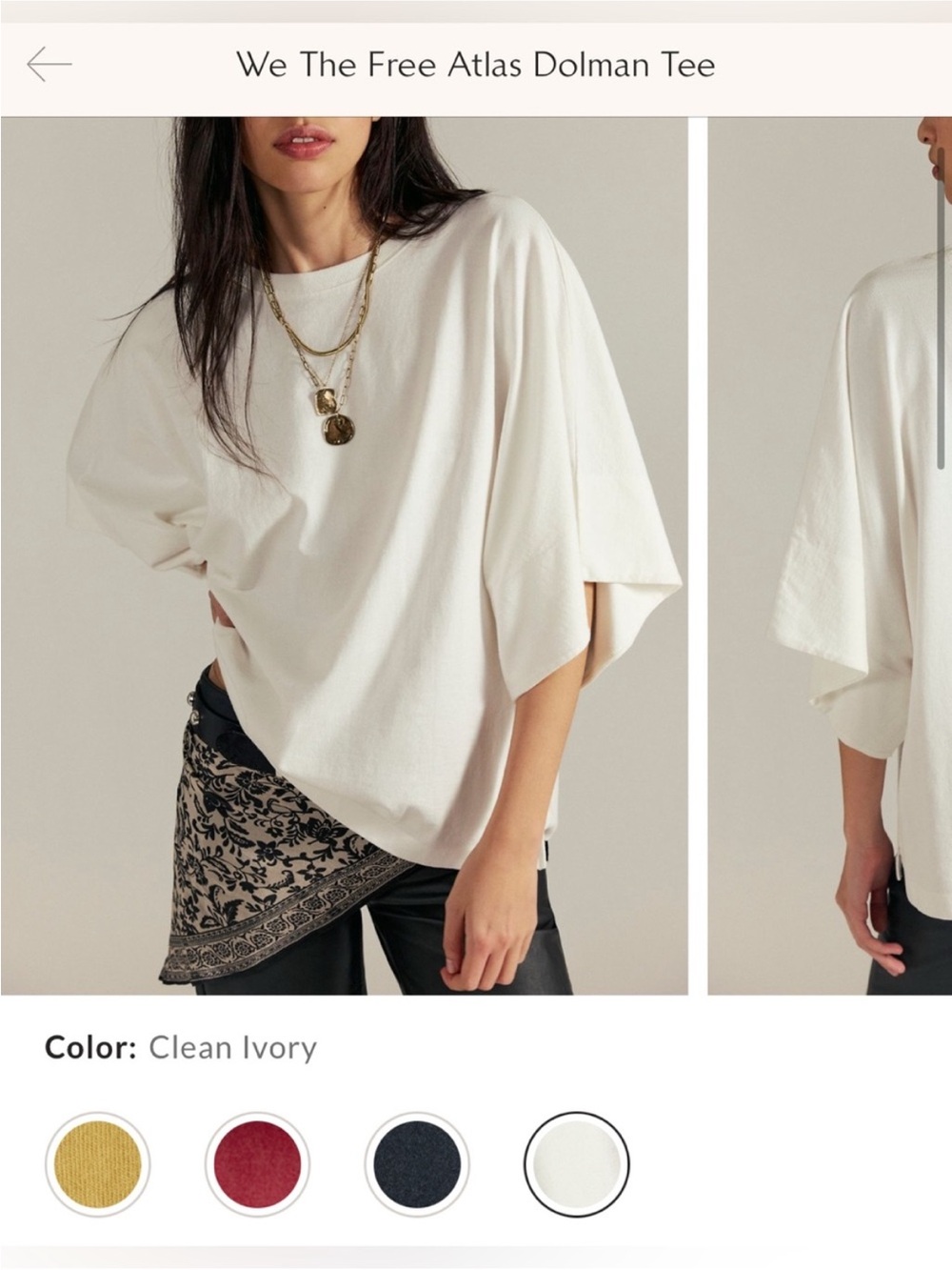 NWT Free People We The Free Atlas Dolman Tee - clean ivory white - small - Picture 5 of 8
